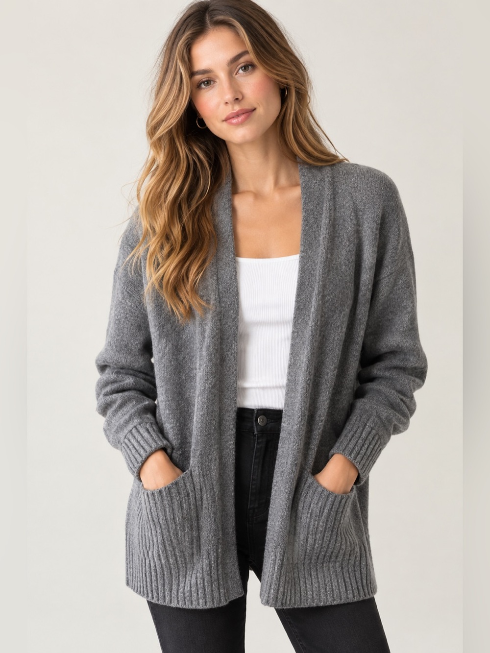 Talula Open-Front Gray Cardigan Sweater